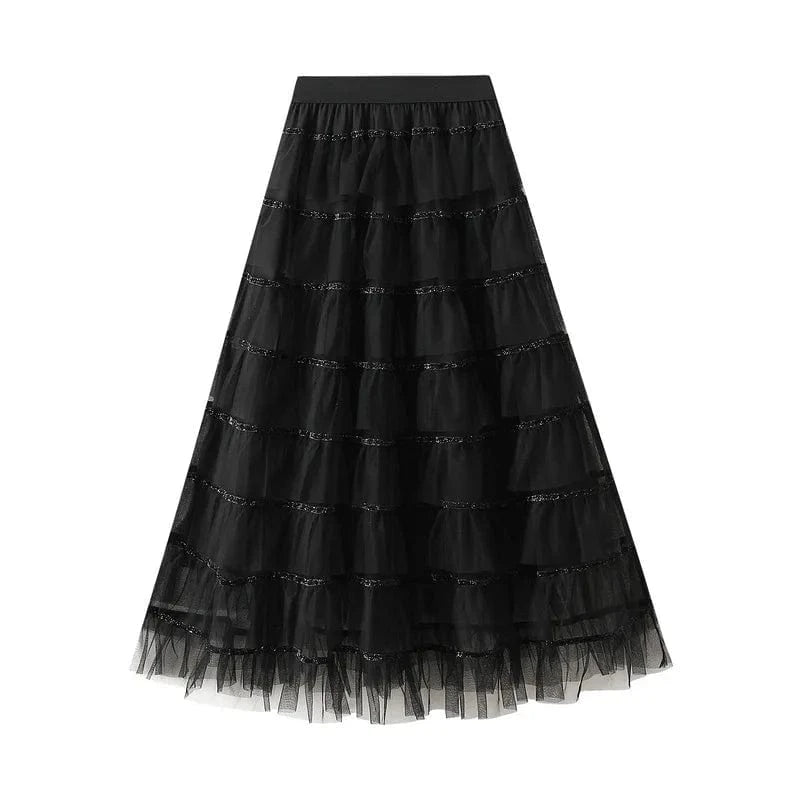 Tyllkjol med silverpaljetter Svart / One Size