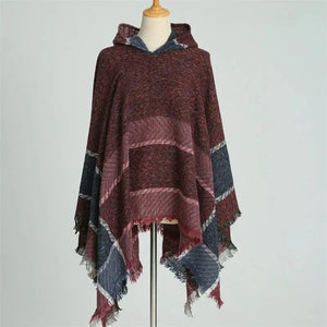 Varm poncho dam Vinröd / One Size