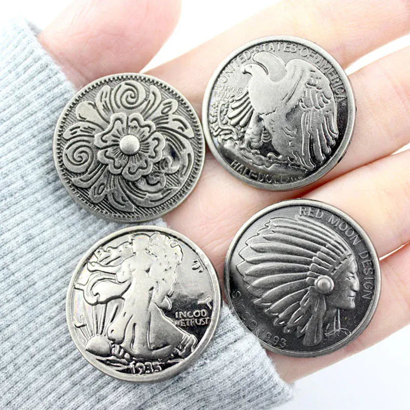 Vintage Concho i Zinklegering med Präglat Mönster och Skruvfäste