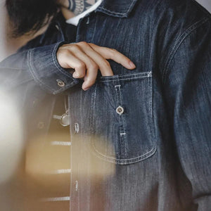 Vintage jeansskjorta herr i workwear-stil
