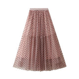 Vintage Saloon kjol i klassiskt prickigt mönster Rosa / One Size