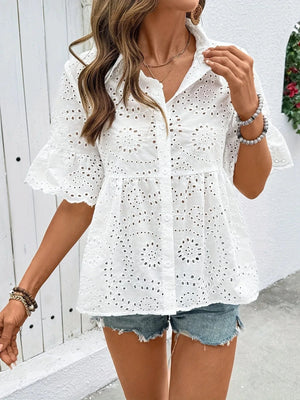Vit blus broderie anglaise