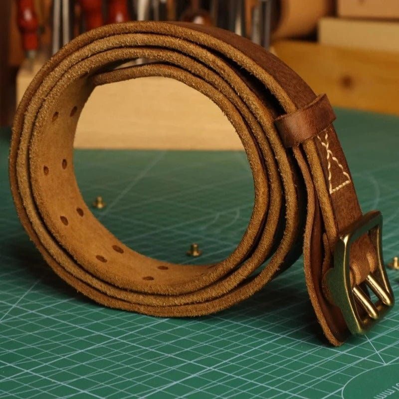 Western bälte i äkta läder med vintage spänne