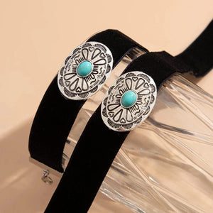 Western choker och armband set med turkos Svart och silver