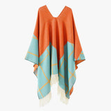 Western poncho Stjärna orange / One Size