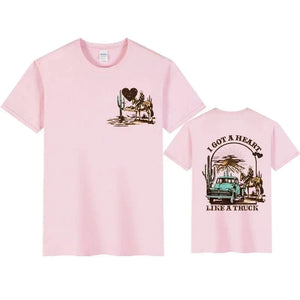 Western T-shirt för dam "I Got a Heart Like a Truck" Rosa / XS