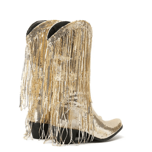 Westernboots med Glittrande Fransdesign