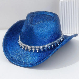 Westernhatt dam med strass 56-58cm / Blå