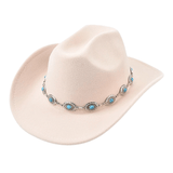 Westernhatt i Filttyg med Turkos Dekor Beige / 56-58cm