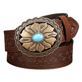 Westernläderbälte dam med turkos sten Mörkbrun / 120cm
